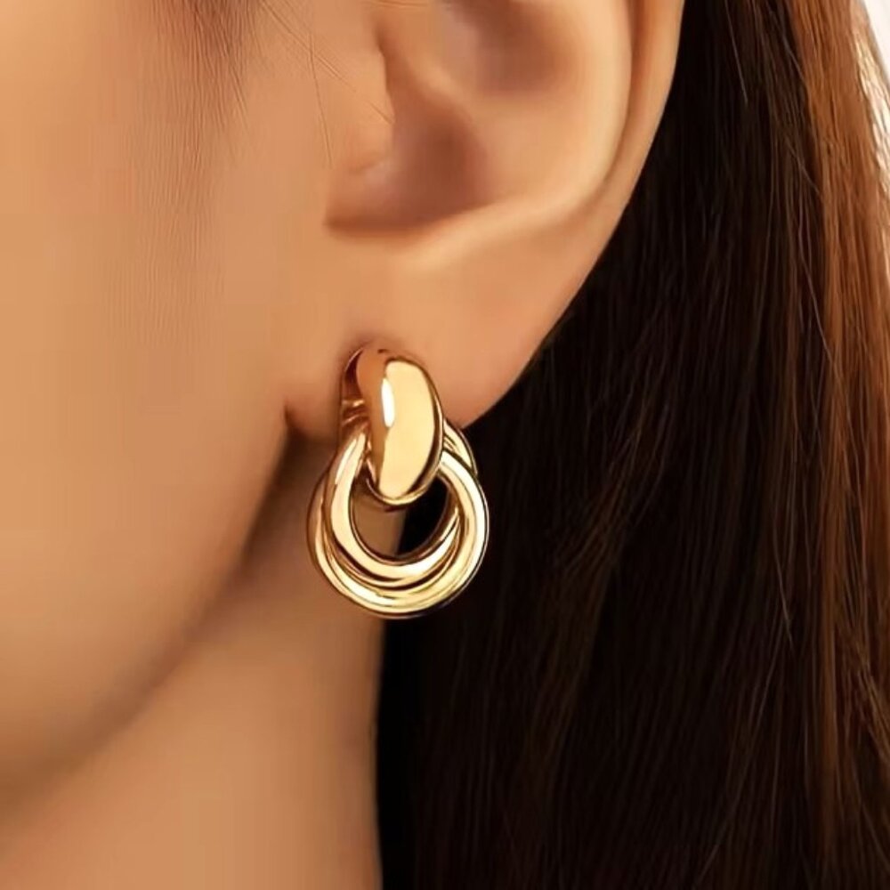 Earrings Hoop Knot Twist Gold Glam Classy Stylish Minimalist Trendy Y2K Sexy NEW